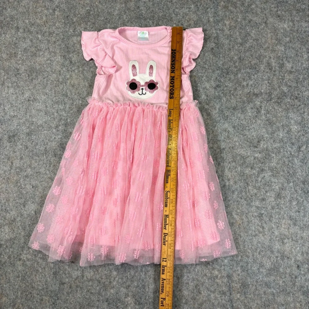 Girls 5T Easter Dress Pink Ribbed Bunny Sunglasses‎ Tutu Tulles Celebrate Easter